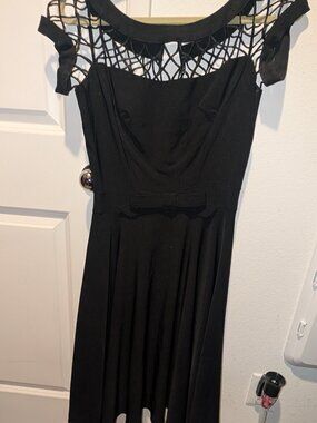 Tatyana Black Gothic Spiderweb Dress Small Pinup Style